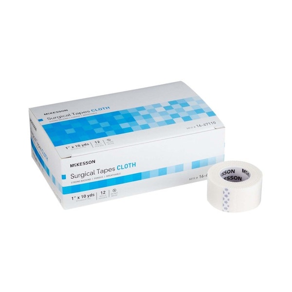 Mckesson Silk-Like Cloth Medical Tape, 1 Inch x 10 Yard, White, 12PK 16-47110 - main